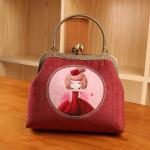 Lady Vintage Velvet Rose Flower Kiss Lock Wallet Clutch Card Holder Coin Bag