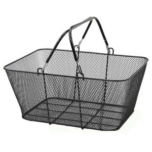 China Black Supermarket Shopping Basket Custom Logo Steel Hand Basket factory