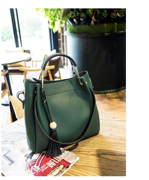 Tassel Totes PU Women Bags Simply Copy Leather Portable Briefcase Lady Bucket