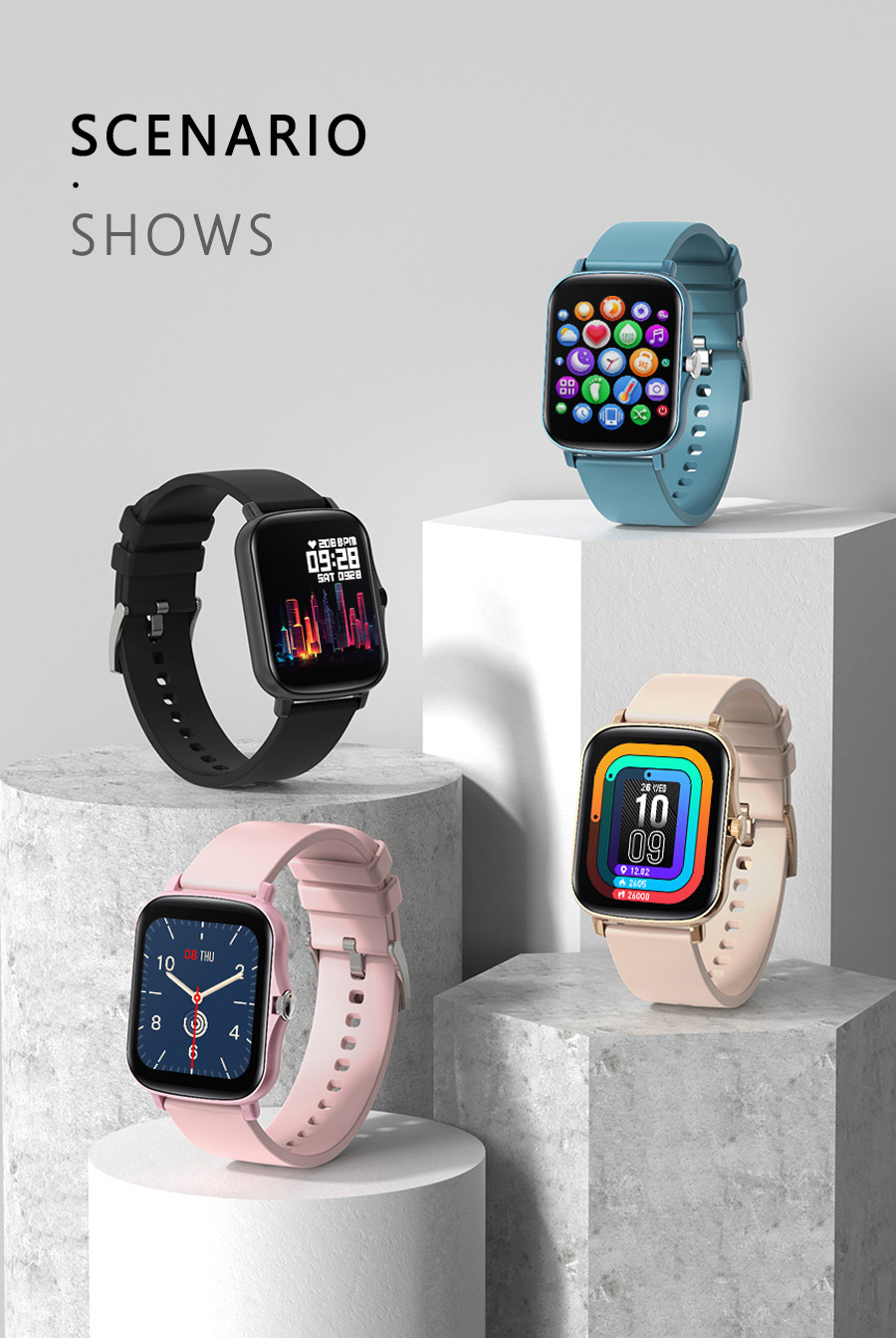 1.72inch IPS IP67 Fully Waterproof Smartwatch Multiple Sports Modes