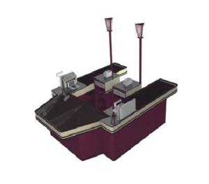 China Double Conveyor Belt Supermarket Cashier Counter Desk Retail Store Check Out Stand factory