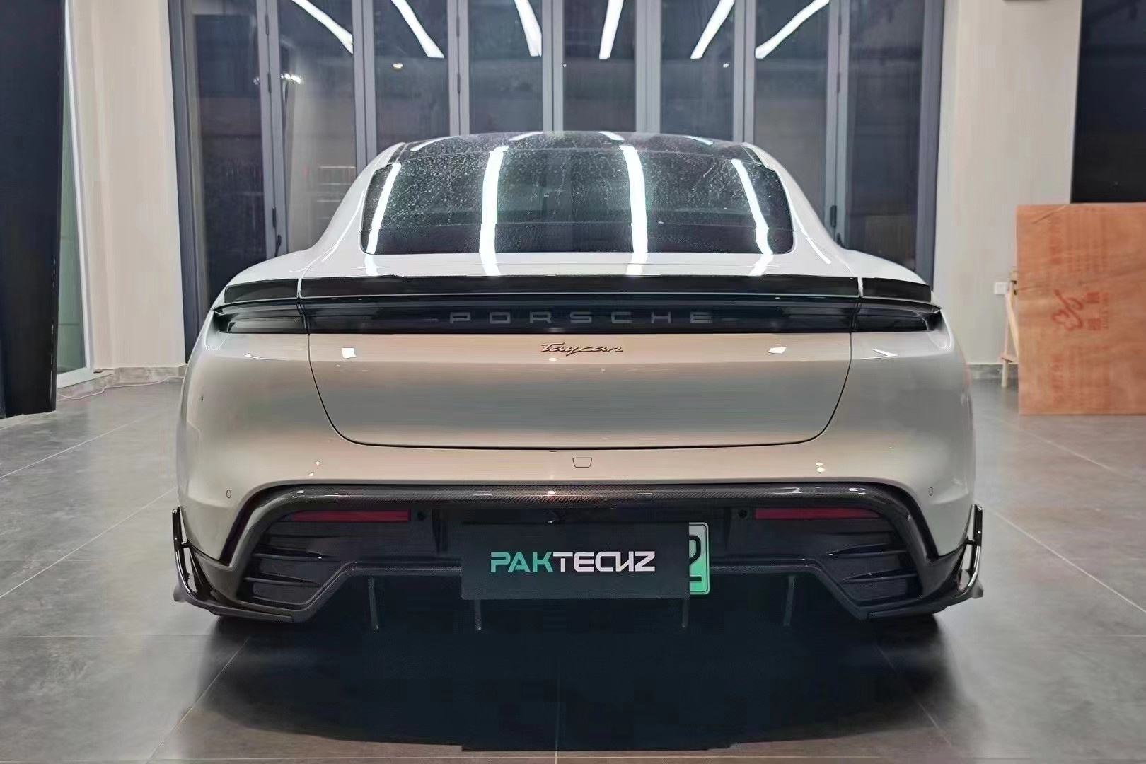 Dry Carbon Fiber Carbon Fibre Body Kit for Porsche Taycan Taycan Upgrade PAKTECHZ Style Front Shovel Diffuser Spoiler Body Kit