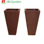 Square Flower Pot Round Corten Steel Planter Box Customized Size