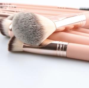 China Complete Face And Eye Cosmetic Makeup Brush Set Champagne Gold Color factory