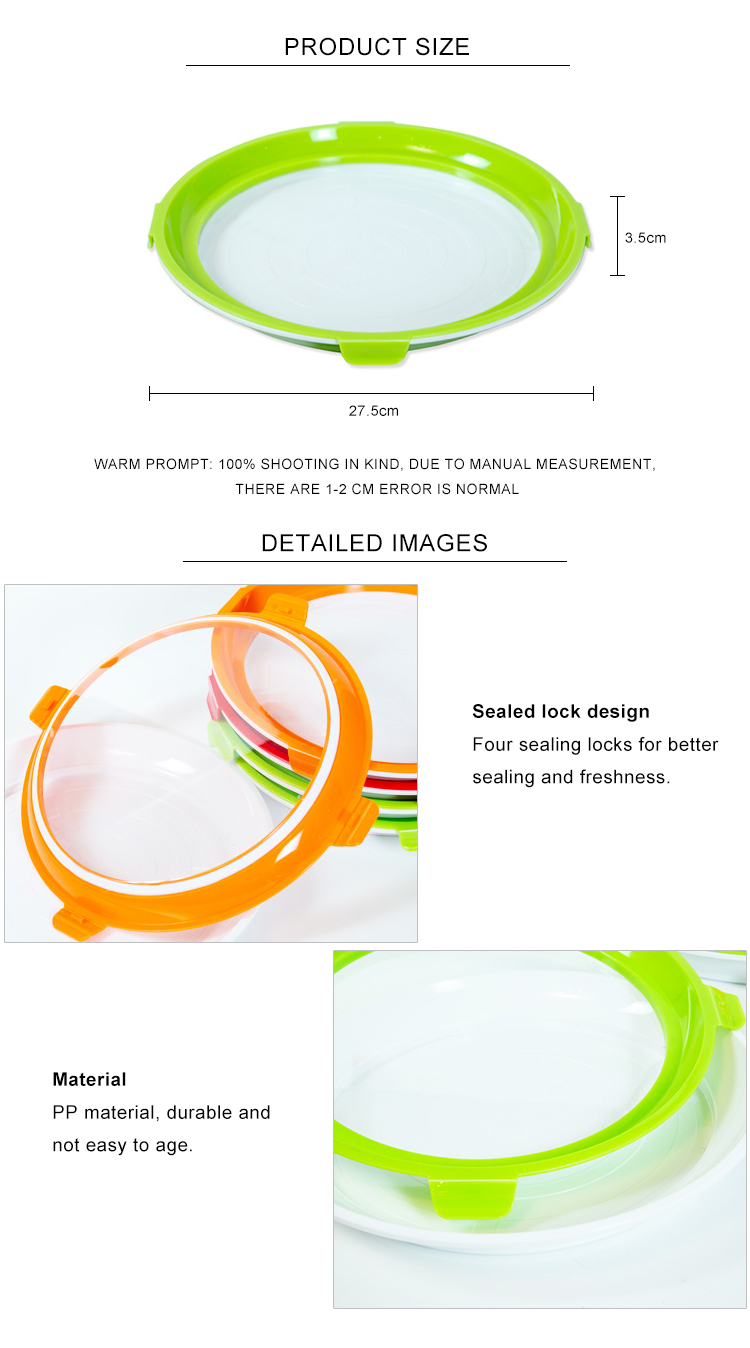 Round Reusable Stackable Food Trays BPA Free With Elastic Lid