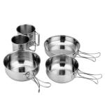 Camping 5pcs Outdoor Cookware Set Stainless Steel Picnic Cookware