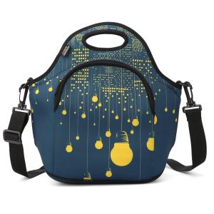 China Neoprene Lunch Bag Food Carrier Science Meal Science Purse Shoulder Crossover Unisex Men Women Child Adjustable Strap factory