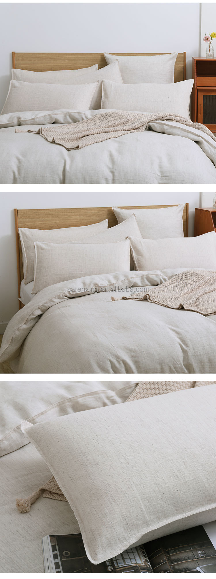 Cloud Mink Velvet Fabric Queen Size Duvet Cover Set for Organic Flax Linen Bedding