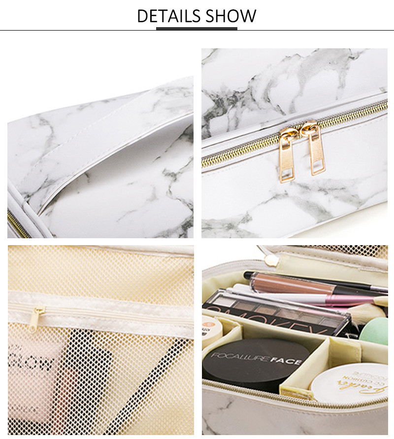 Eco Friendly Ladies Travel Marble PU Makeup Storage Bag