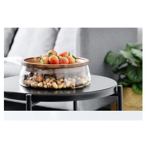 China 0.5L - 1L Wooden Food Container Travel Modern Glass Candy Jar factory