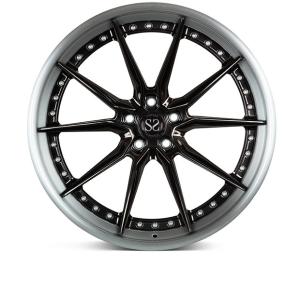 China 2PC Audi Forged Aluminum Wheels 5Spoke Black Rim Silver Machining Face 17inches factory