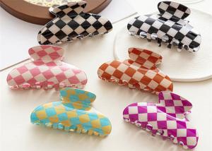 China acetic acid colorful clip hair accessories imitation color check clip shark hair accessories OEM Hollow out logo factory