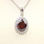 925 Silver Jewelry 9mmx12mm Garnet Cubic Zirconia Pendant Necklace (QTP0342)