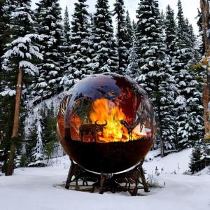 China Steel 600mm Outdoor Fire Pit Ball Wood Burning Firepit Wooden Box Packaging factory