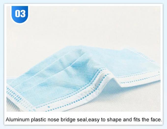 Bulk Earloop No Woven 3 Ply Disposable Face Mask Light Blue Comfortable Fit