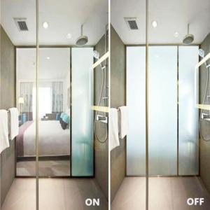 China Privacy Protection PDLC Smart Glass Conference Room PDLC Office Glass Film Safety Tempered Low E Glass For Partition Walls / Shower Enclosures factory