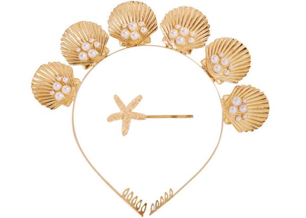 Hot sale fashion alloy pearl sea shell headbands hairpin girls headbands