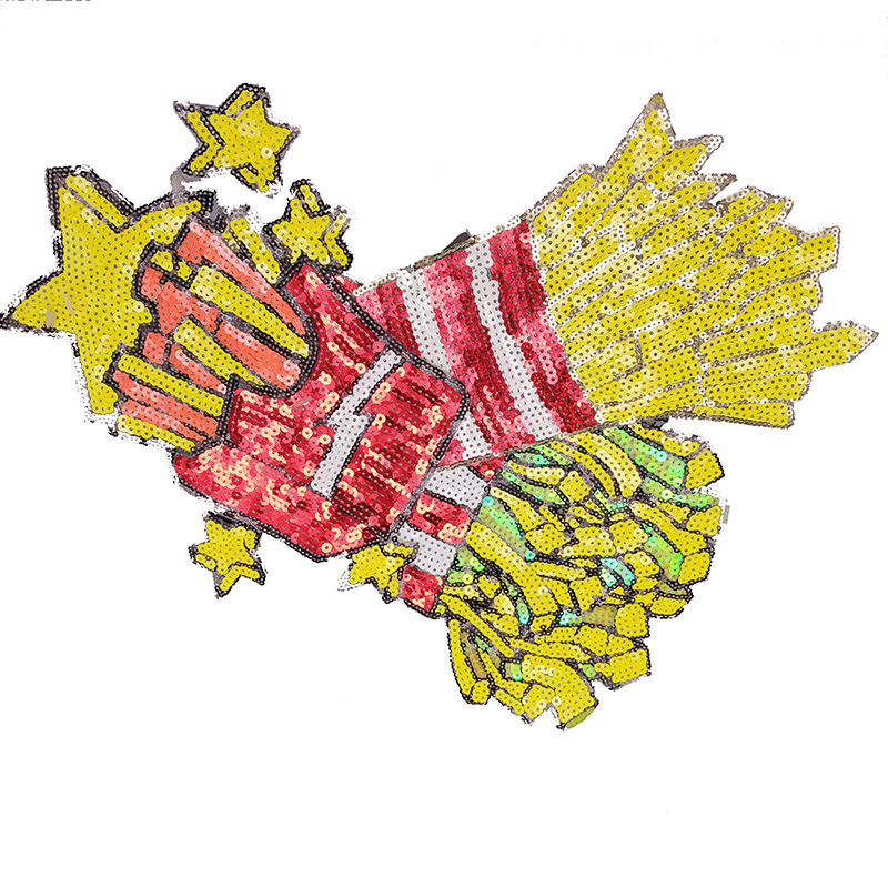 Fashion Color Bling Sequin Patch 'Fire Chip' Sequin Patch Adorable 'Popcorn' Embroidery Patch