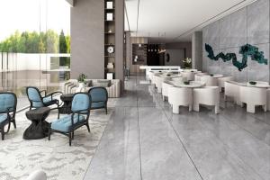 China Gray Non-Slip Polished Porcelain Glazed Floor Tile And Wall Tiles For Living Room And Dining Room 900x1800x9mm Marble Look factory