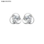 925 Sterling Silver Clover Zircon Earrings Flower Zircon Stud Earrings Simple