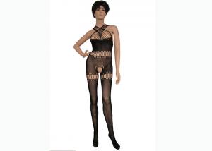 China Seamless Sexy Full Body Fishnet Stocking Half Shoulder And V - Neck Style on sale