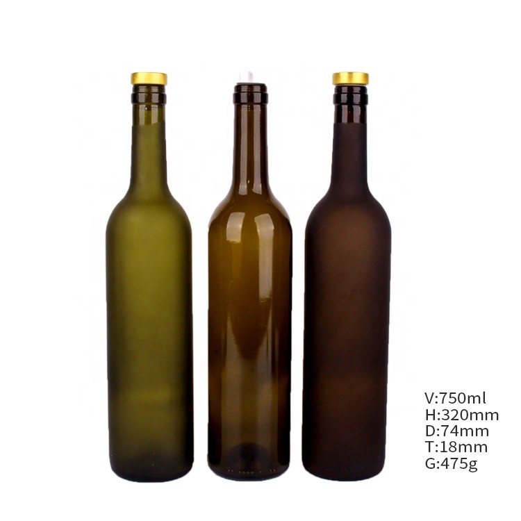 500ml 750ml Colored Empty Glass Wine Bottles With Cork Lids