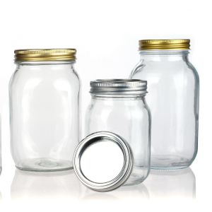 Custom Printed Leakproof Kitchen Storage Empty Glass Mason Jar With Lids