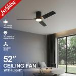 Plastic Blades 52" Smart Ceiling Fan with WiFi Music Play and Metal Lamp Body