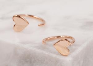 China Huggie Hoop 9K Gold Earrings Tiny Heart Shape Dia Inner 8mm Outer 10.5mm factory