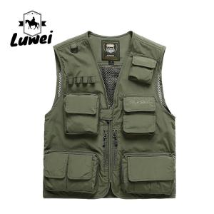 China 2022 Custom Printed Logo Fishing Hiking Tactical Outdoor Utility Multi Pocket Breathable Work Mesh Men's Vests factory