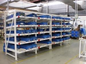China Industrial Rolling Carton Flow Rack Cold Rolled Steel Material High Visibility factory