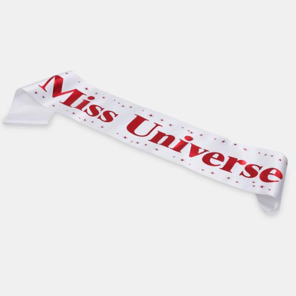 China White Color Custom Pageant Sashes , Plain Dyed Pattern Beauty Pageant Ribbon factory