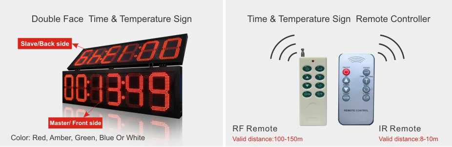 Fuel Station Safety Signs LED Time And Temperature Sign Outdoor 12 Inches