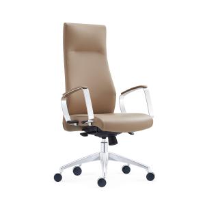 China 60 PU Castors Leather Office Swivel Chair 25.4KG 350 Polish Aluminum Base factory