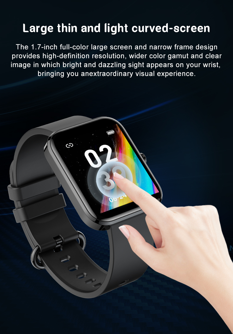 1.69inches Square Smart Watch Alarm Clock Reminder Music Control