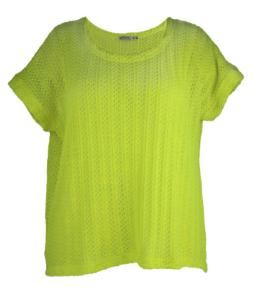 China Round Neck Stylish Loose Tops Mint Color Knitted Girls Short Sleeve Tops factory