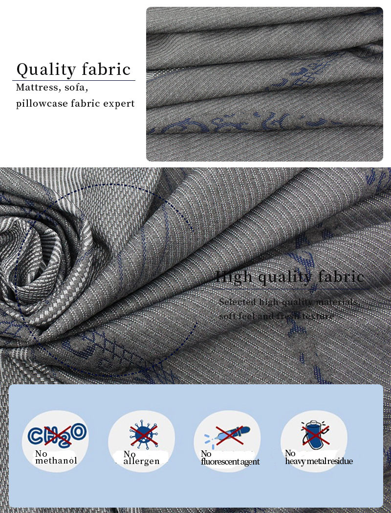260gsm Mattress Quilting Fabric Linen Gray Polyester Knitted Jacquard Protective Fabric
