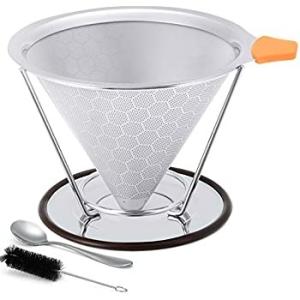 China Portable 304 Stainless Steel Coffee Filter Cone Pour Over Coffee Metal Filter factory