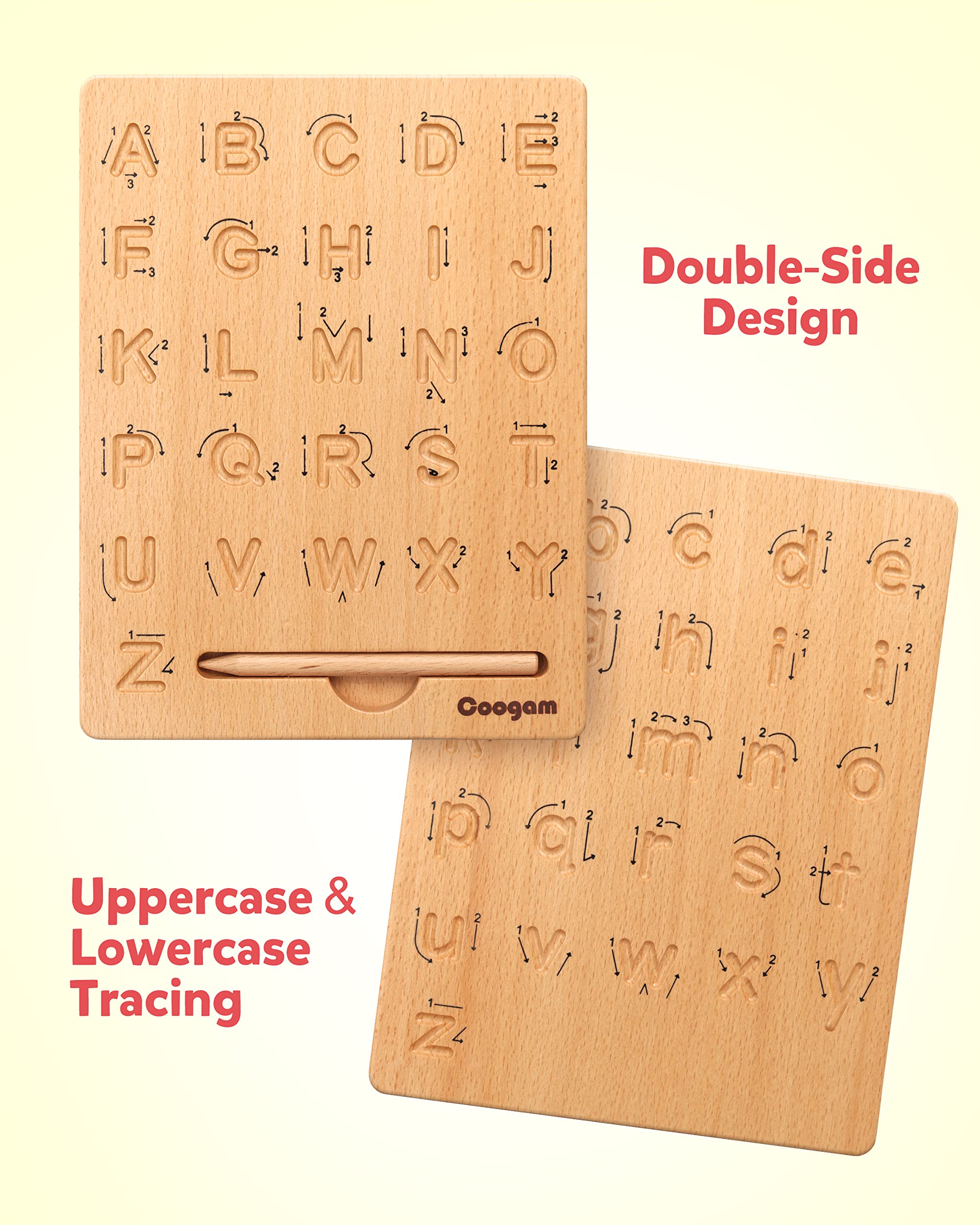 Wooden Letters Practicing Board Double-Sided Alphabet Tracing Tool Learning to Write ABC Educational Toy