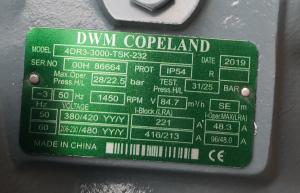 China Copeland DWN Semi Hermetic Refrigeration Compressor R22 4DR3-3000-TSK-232 30HP factory