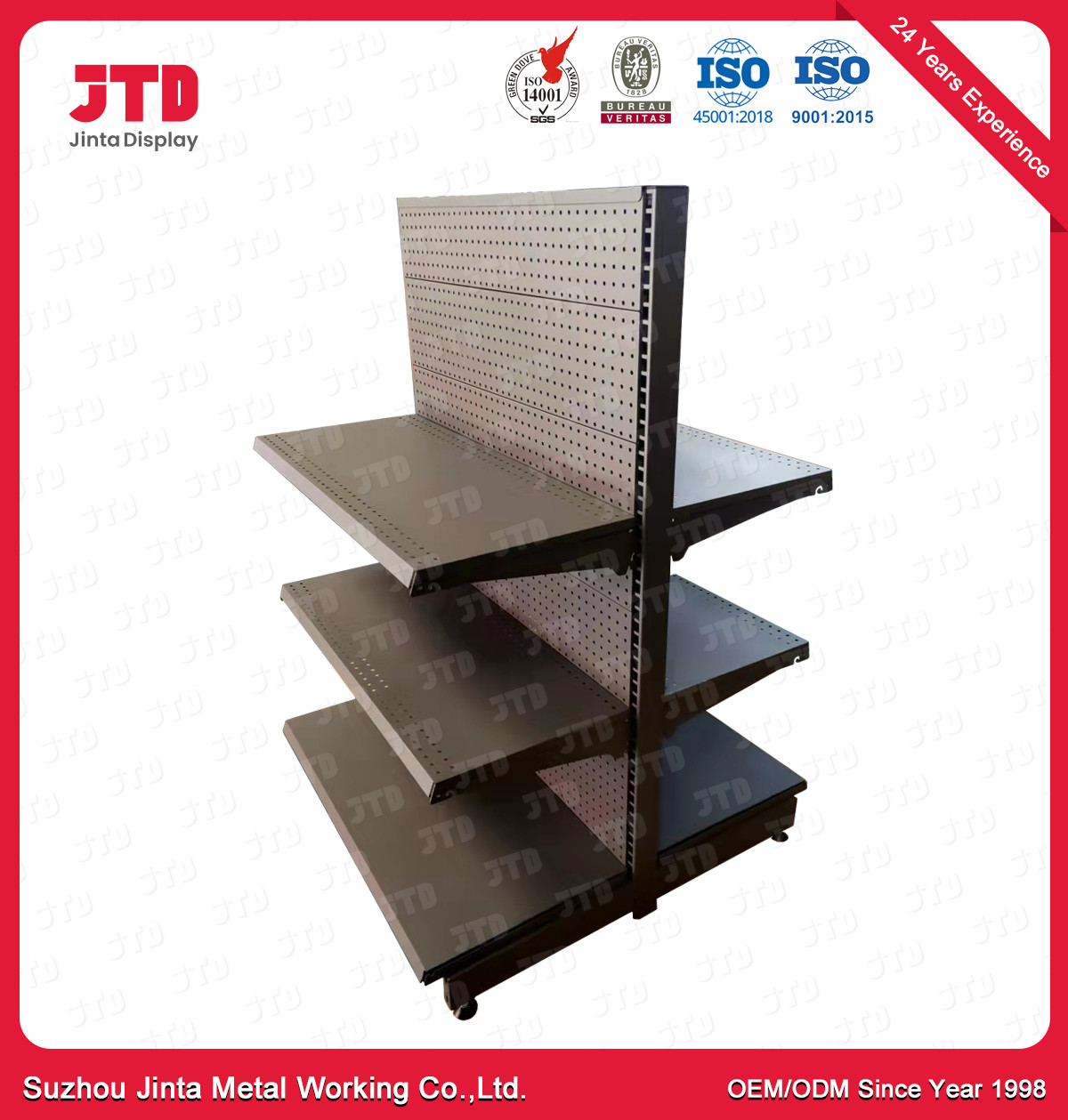 6FT Double Sided Library Bookshelves Black 3 Layers Rack