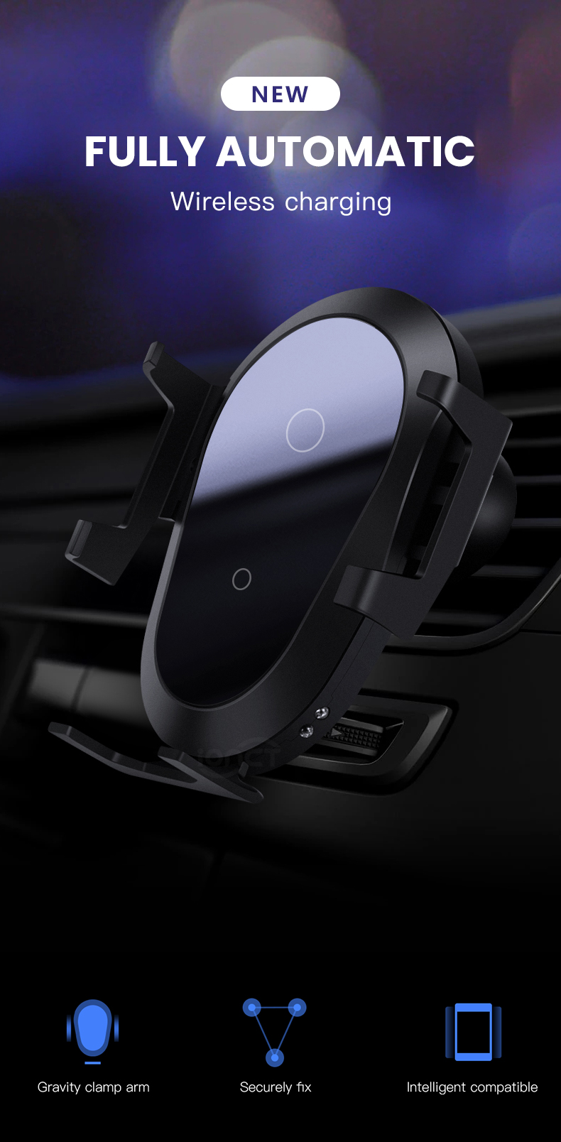 7.5W Qi Wireless Car Charger Air Vent Gravity Scale 145g