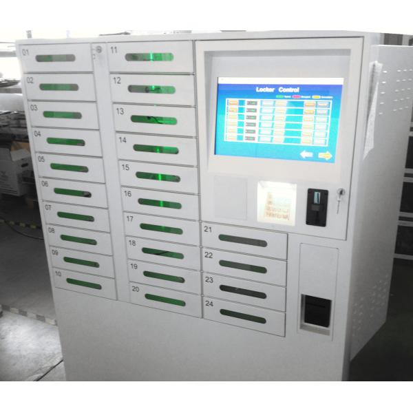 China Logo Brand Cell Phone Charging Stations Custom Quick Charge Locker With 19 Inch Monitor factory
