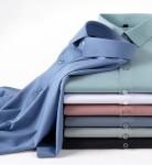 Printed Men's Classic Silk Bamboo Fiber Dress Shirts Non-iron Office Shirt