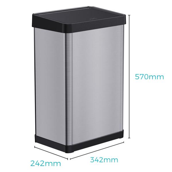 High Capacity Stainless Steel Trash Can 34.2*24.2*57cm Warrior Series 40L with