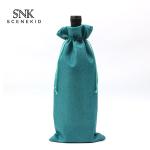 Cotton Pure Color Blank Drawstring Portable Wine Bottle Sleeve