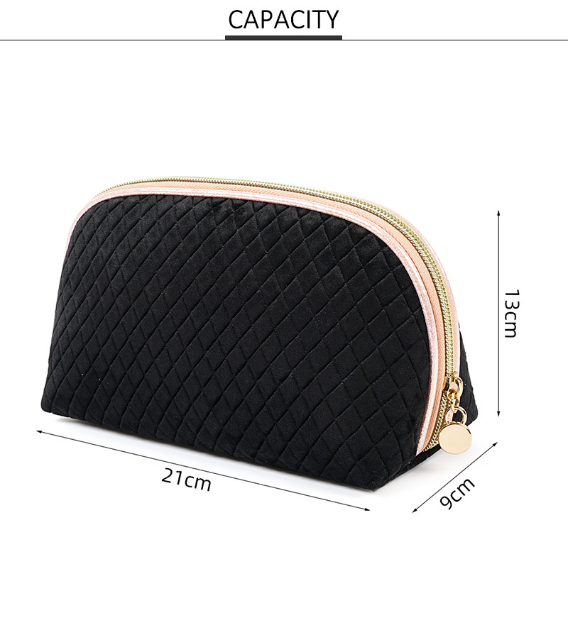 Flocking Zipper Velvet Storage Bag For Beautician