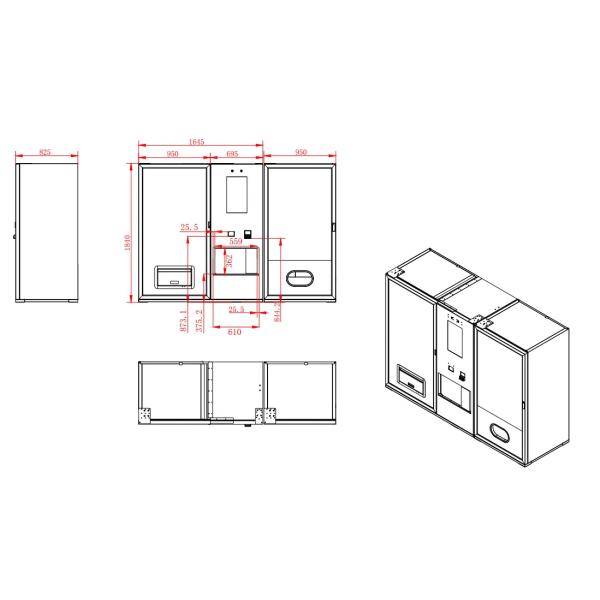 Micron meal cooked food vending machine size