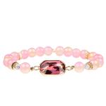 Gold Plated Hexagonal Turquoise Handmade Glass Beads Bracelets With Gold Foil