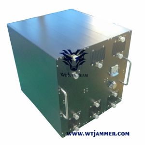 China Military Type Drone Signal Jammer , High Power Draw Bar Box 6 Channels Mobile Phone Signal Jammer on sale